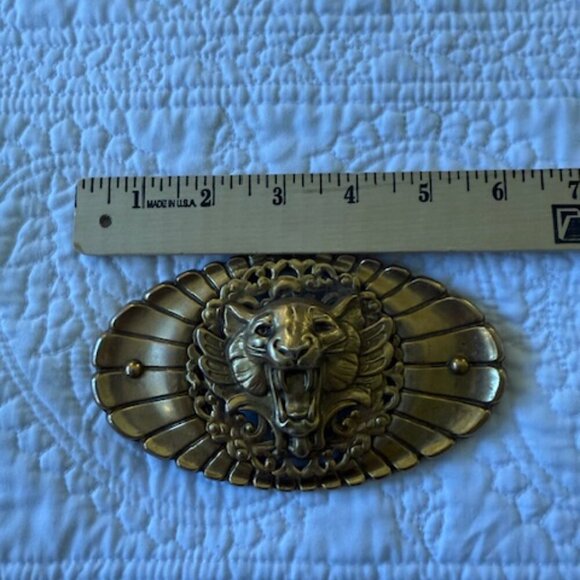 vintage brass lion head buckle belt